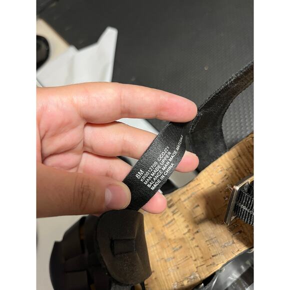 Korks Whitney Platform Sandal Women’s Black Wood‎ Grain Studded Fisherman Size 8 - Picture 8 of 8